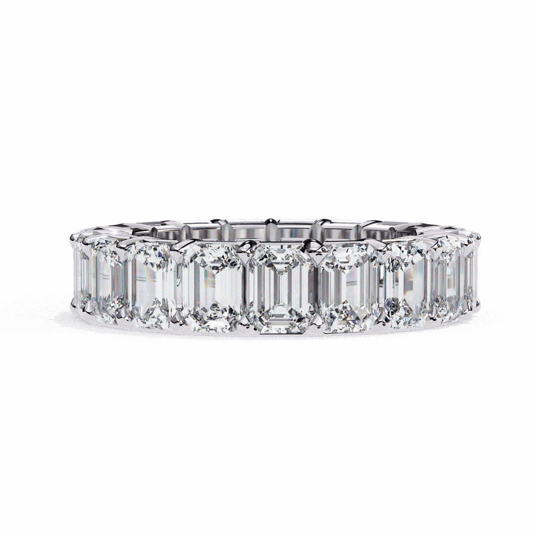 5 Carat Emerald Cut Eternity Band in Moissanite | House of Estara
