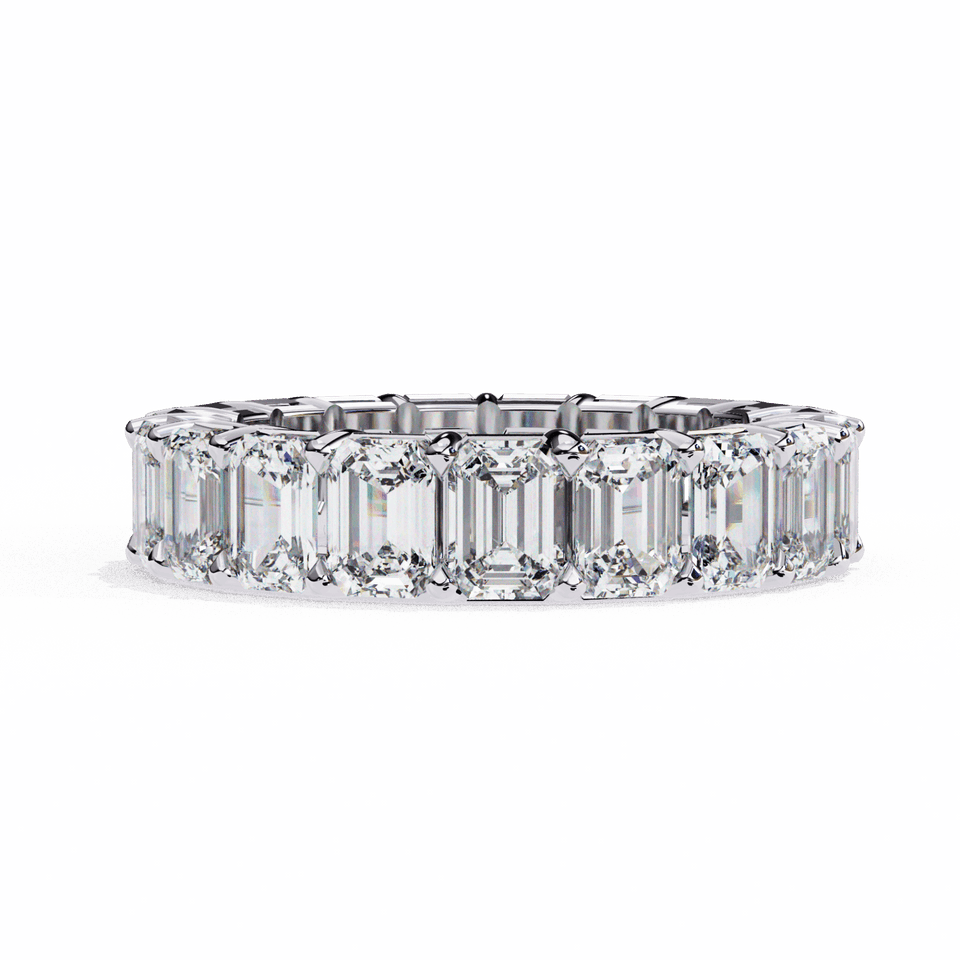 5 mm Emerald Cut Prong-Set Full Eternity Band