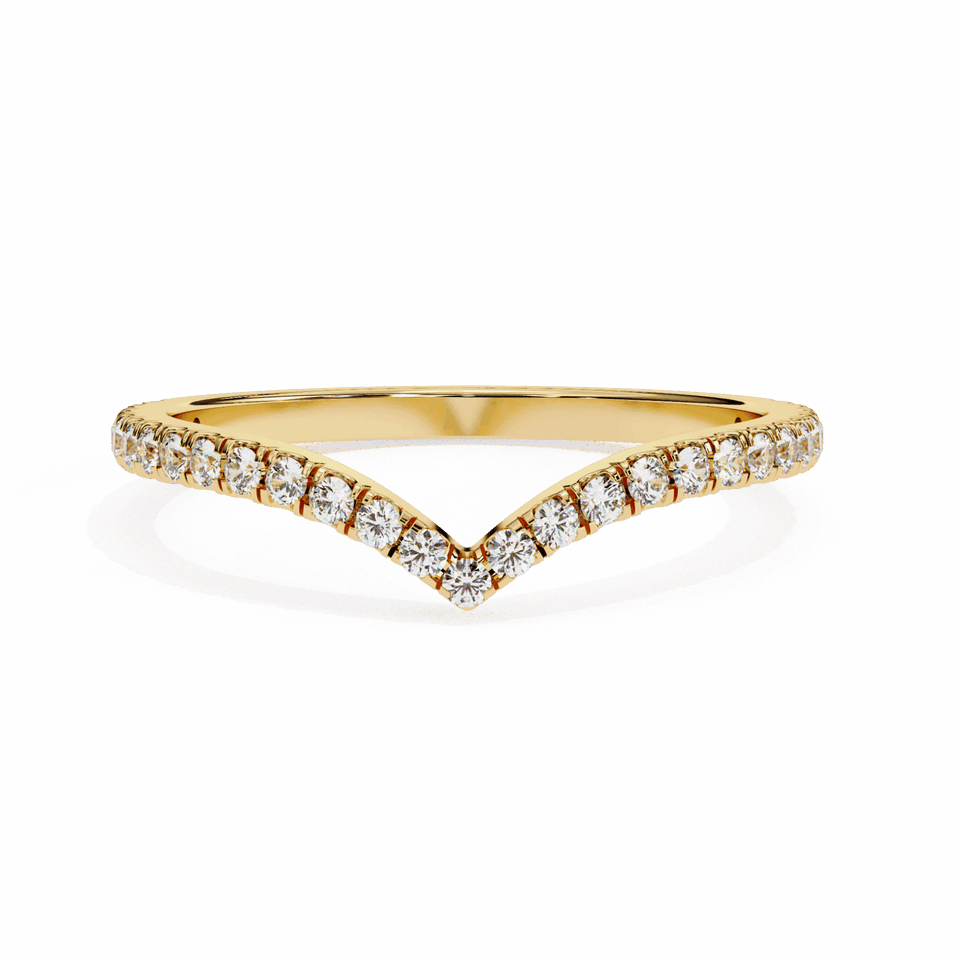 Round Cut Pavé Curved Wedding Band