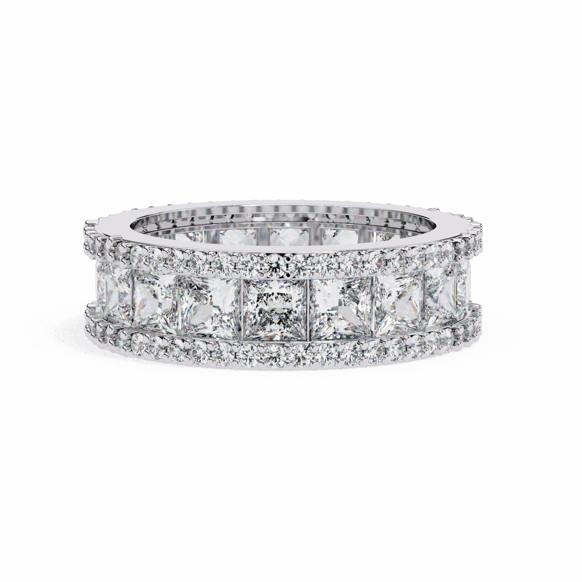3.5 Carat Princess and Round Wedding Band in Moissanite | House of Estara