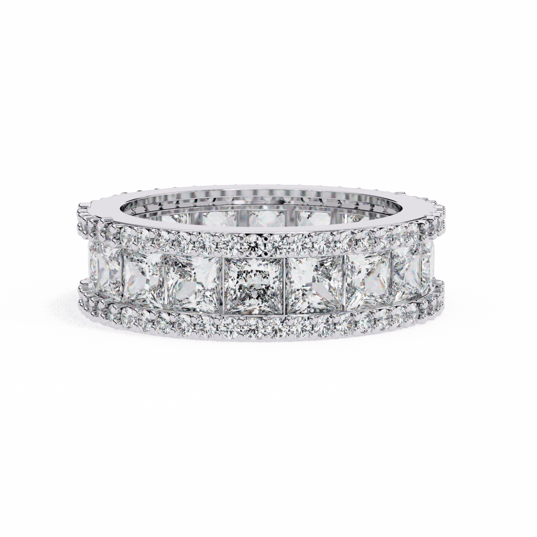 3.5 Carat Princess and Round Wedding Band in Moissanite | House of Estara