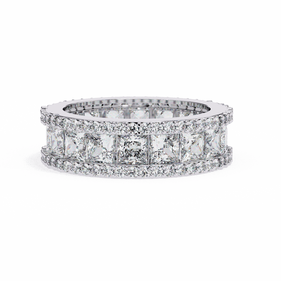 3.5 Carat Princess and Round Wedding Band in Moissanite | House of Estara