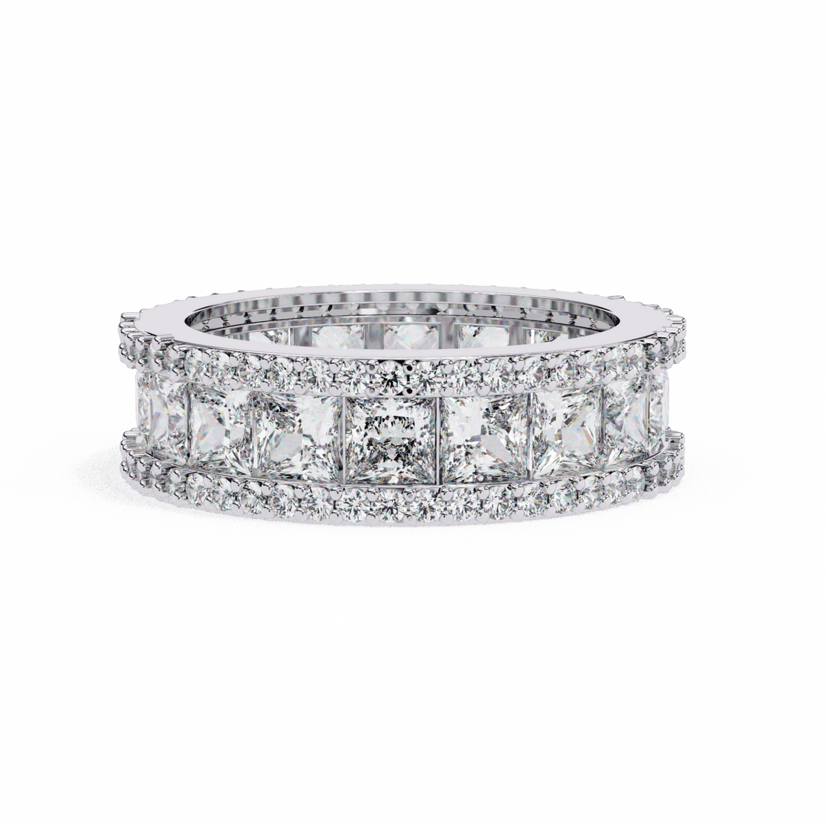 3.5 Carat Princess and Round Wedding Band in Moissanite | House of Estara