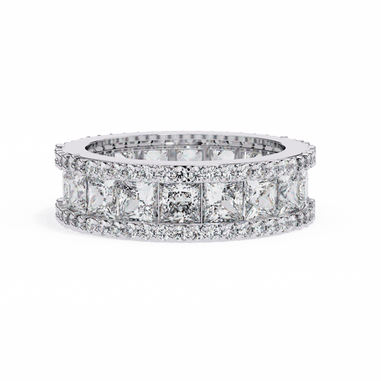 3.5 Carat Princess and Round Wedding Band in Moissanite | House of Estara