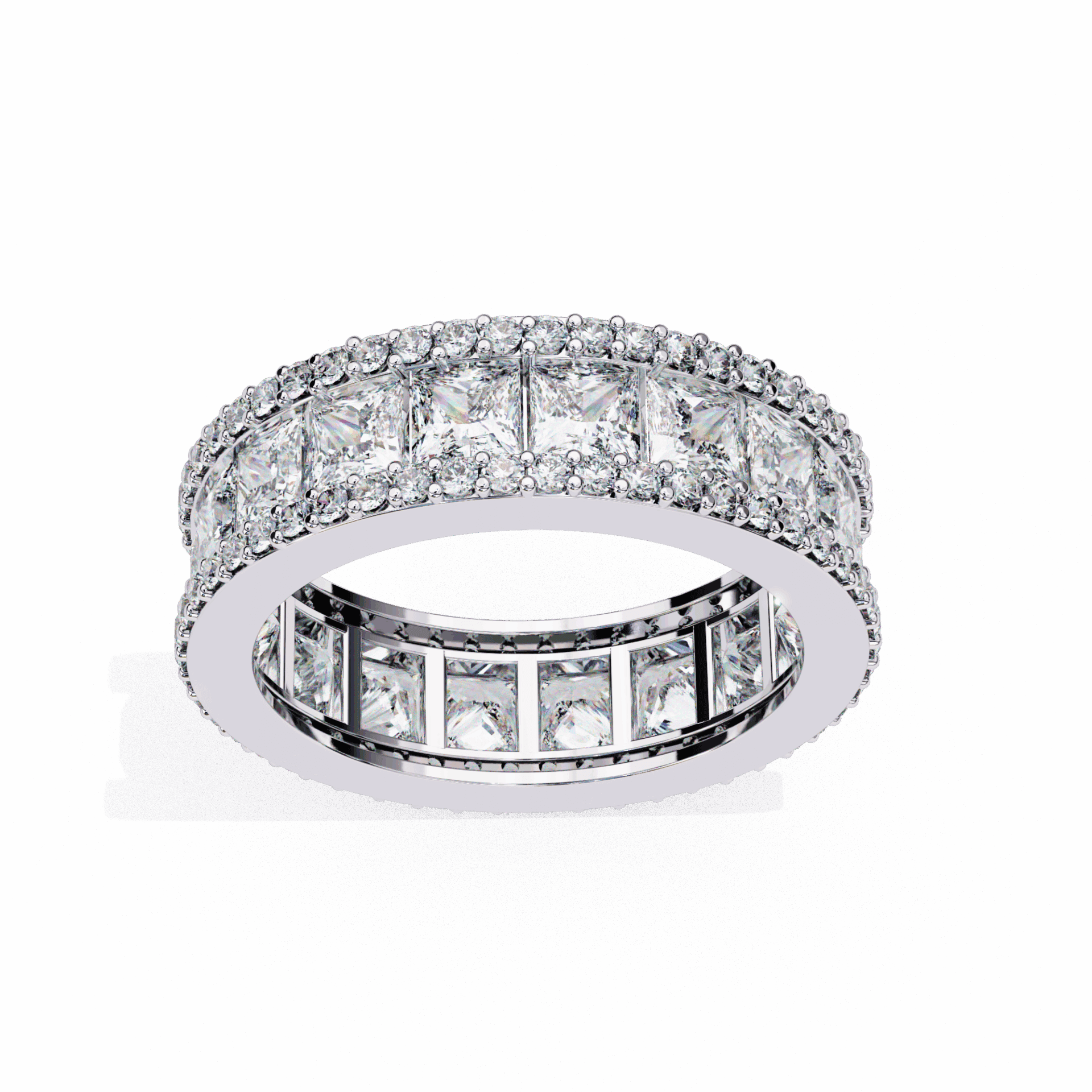 3.5 Carat Princess and Round Wedding Band in Moissanite | House of Estara