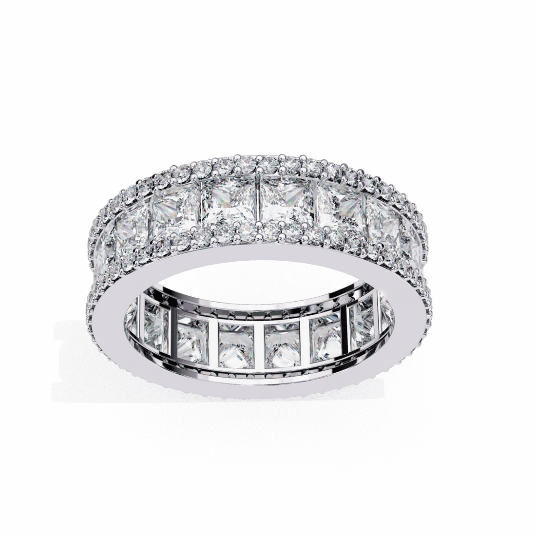 3.5 Carat Princess and Round Wedding Band in Moissanite | House of Estara