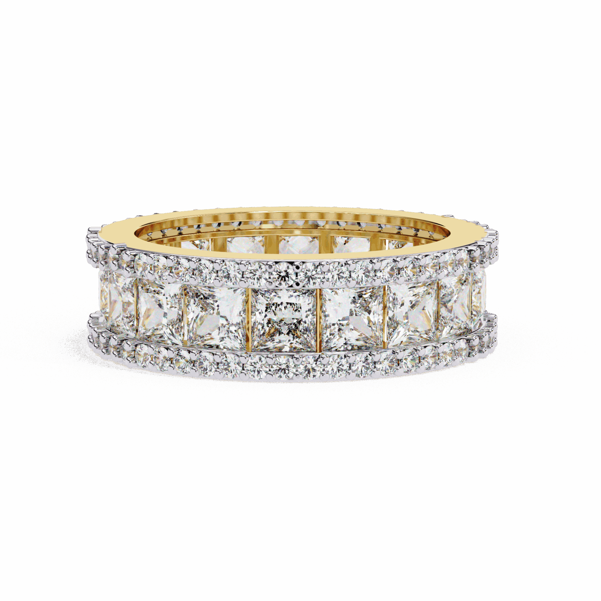 3.5 Carat Princess and Round Wedding Band in Moissanite | House of Estara