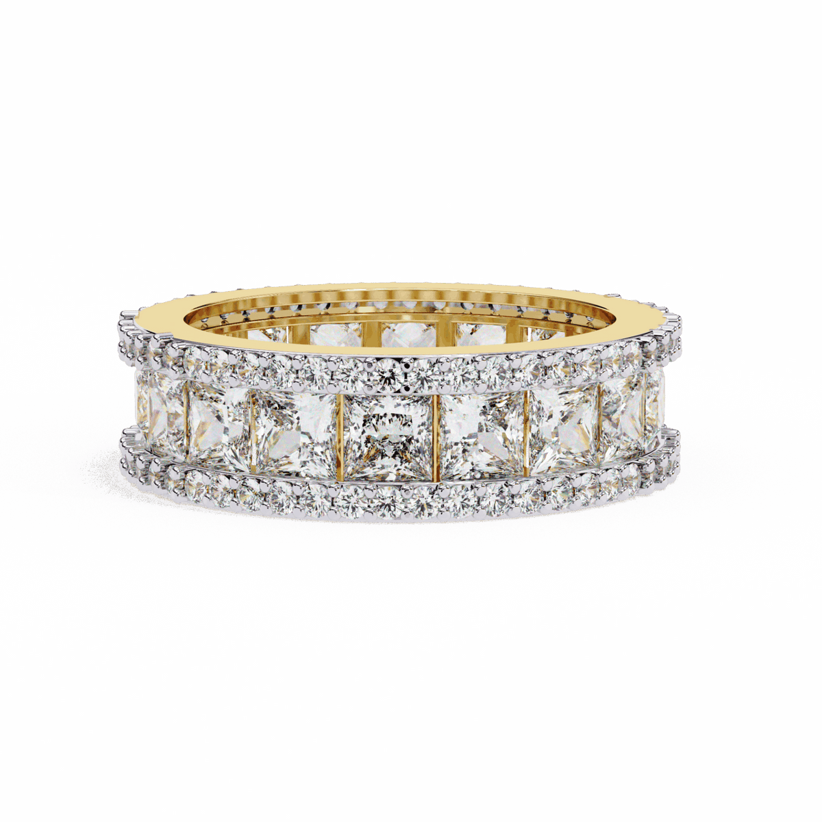 3.5 Carat Princess and Round Wedding Band in Moissanite | House of Estara