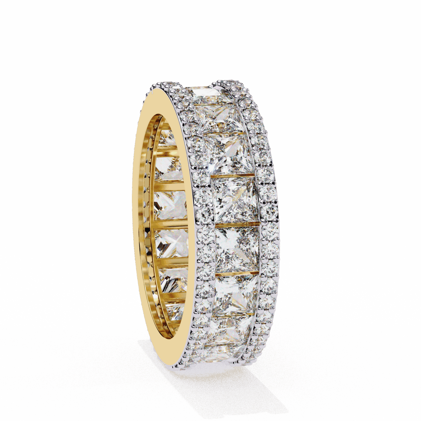 3.5 Carat Princess and Round Wedding Band in Moissanite | House of Estara
