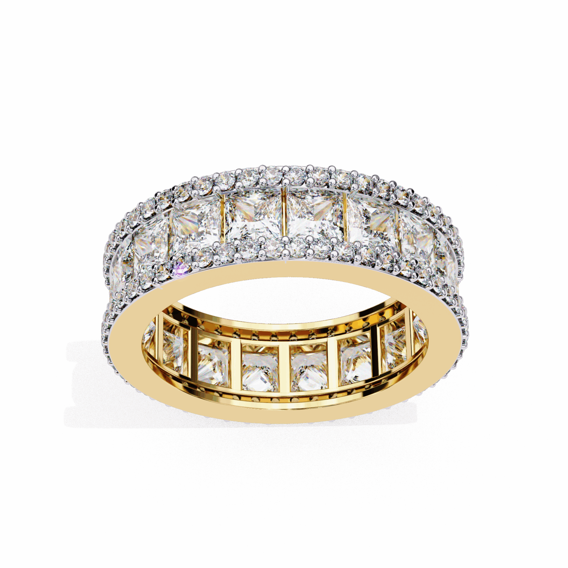3.5 Carat Princess and Round Wedding Band in Moissanite | House of Estara