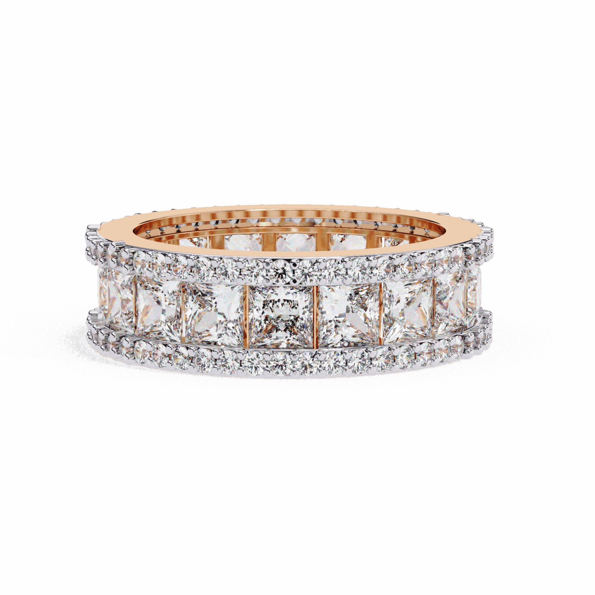 3.5 Carat Princess and Round Wedding Band in Moissanite | House of Estara