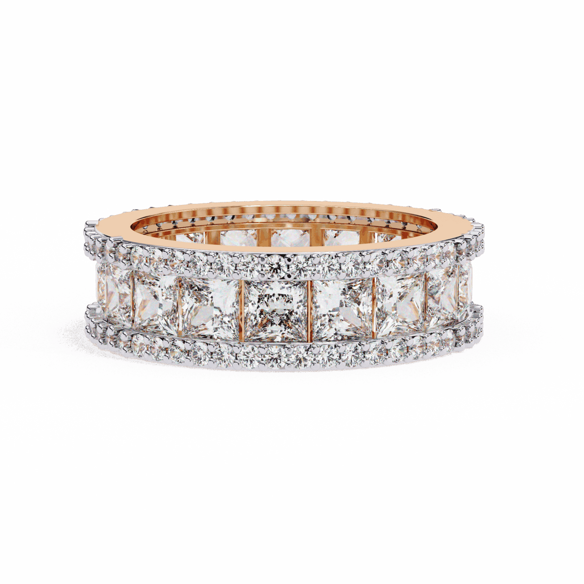 3.5 Carat Princess and Round Wedding Band in Moissanite | House of Estara