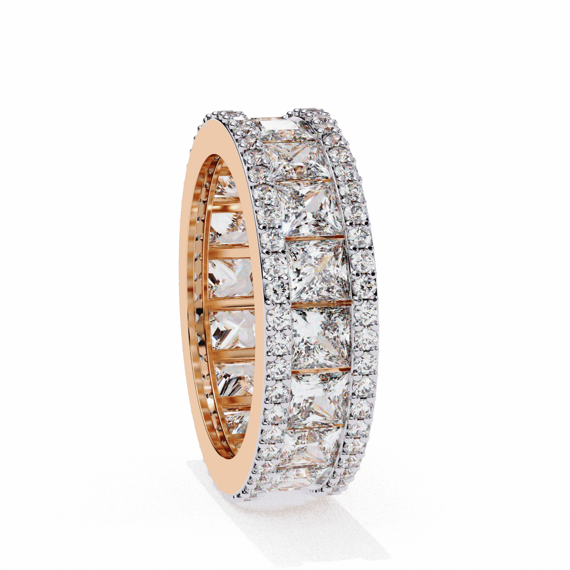 3.5 Carat Princess and Round Wedding Band in Moissanite | House of Estara