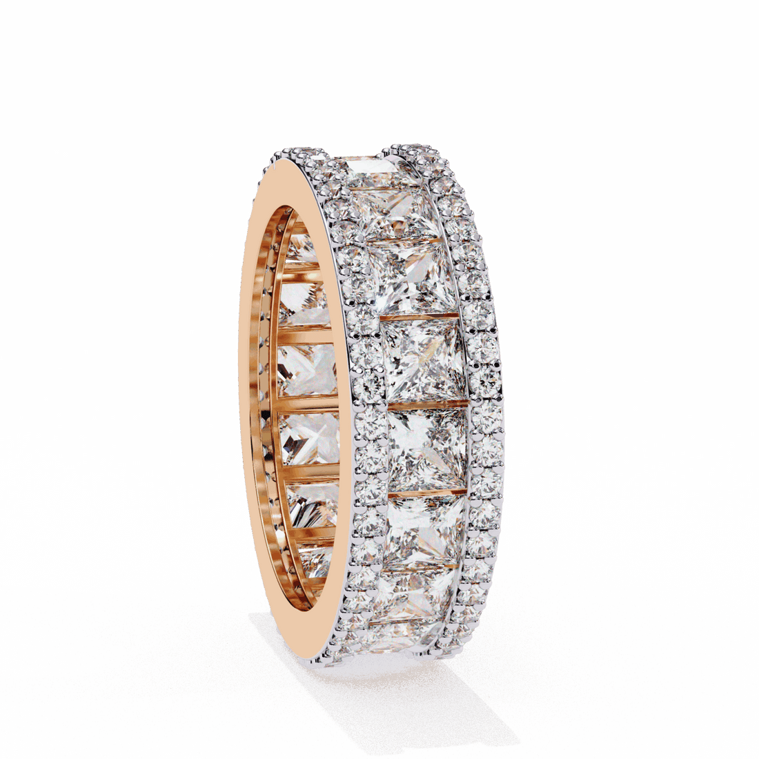 3.5 Carat Princess and Round Wedding Band in Moissanite | House of Estara