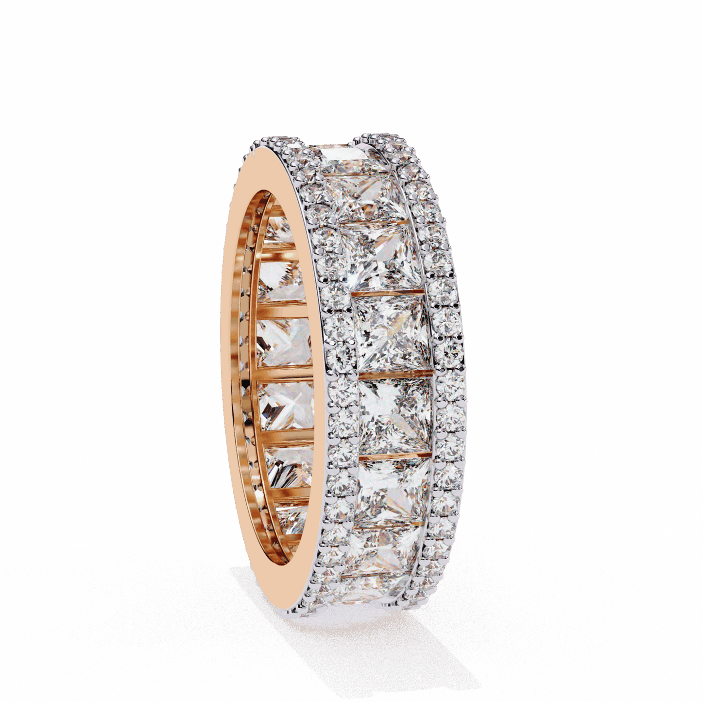3.5 Carat Princess and Round Wedding Band in Moissanite | House of Estara