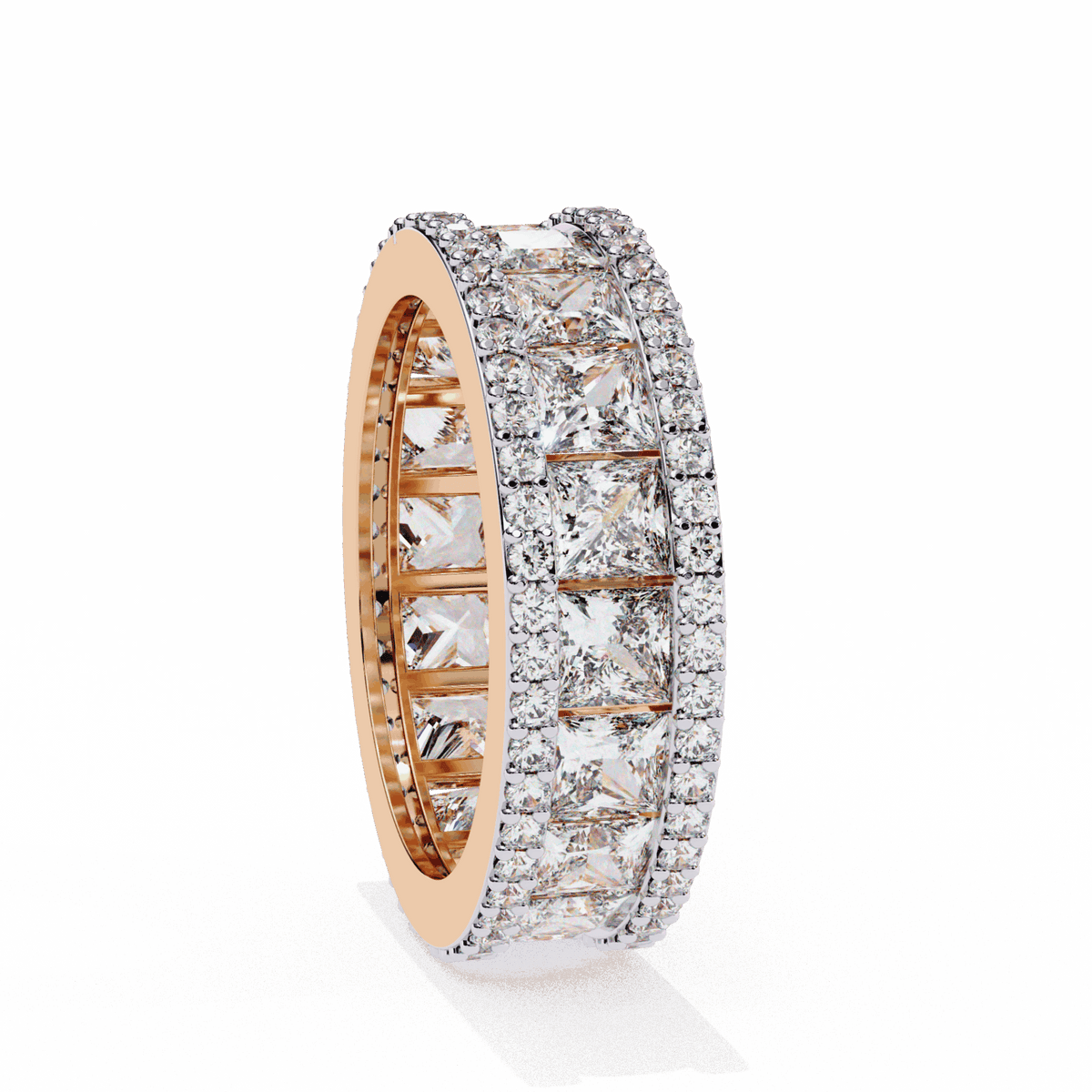 3.5 Carat Princess and Round Wedding Band in Moissanite | House of Estara