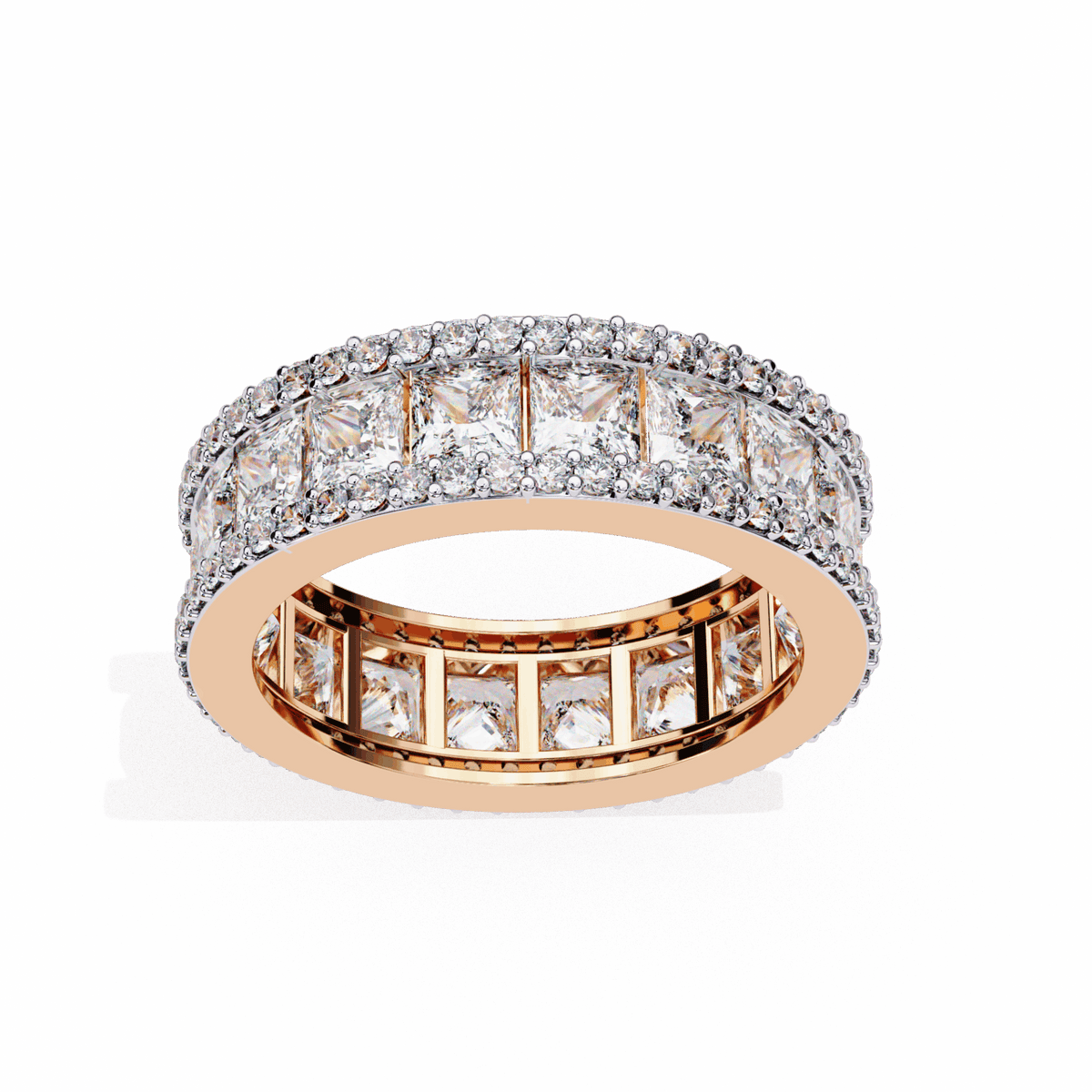 3.5 Carat Princess and Round Wedding Band in Moissanite | House of Estara