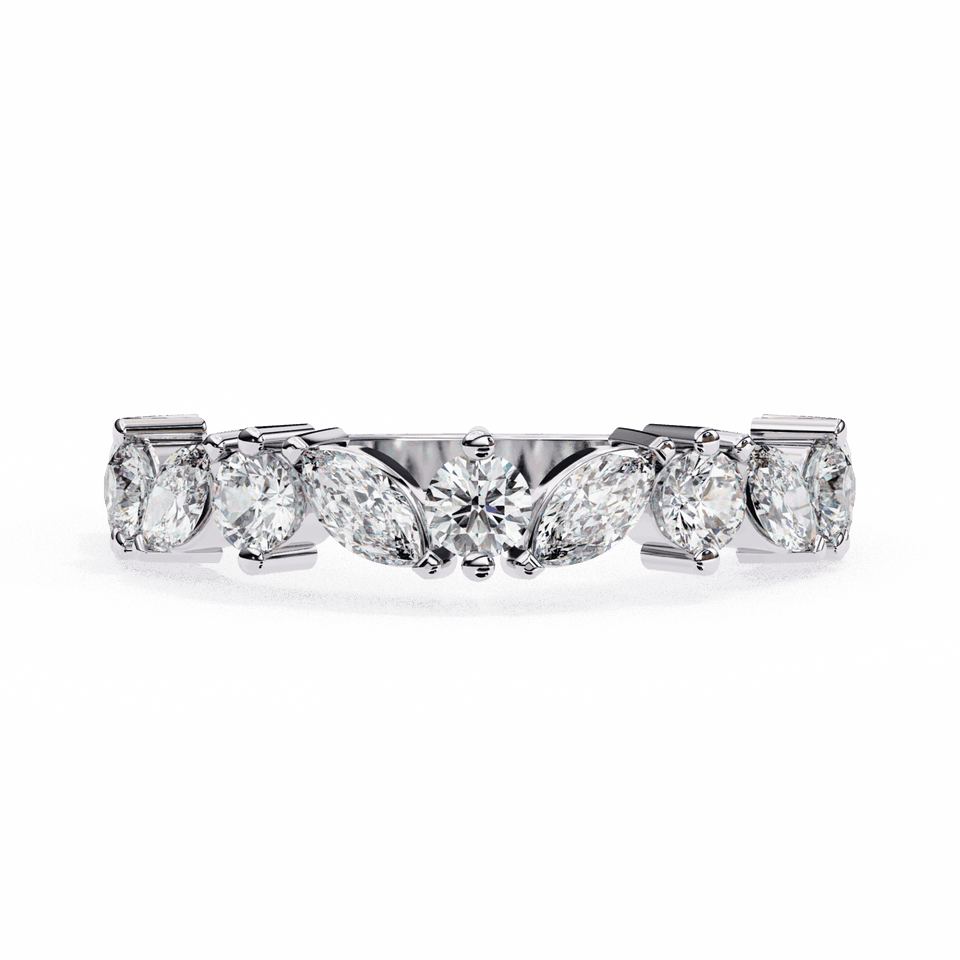 Marquise and Round Cut Half Eternity Band