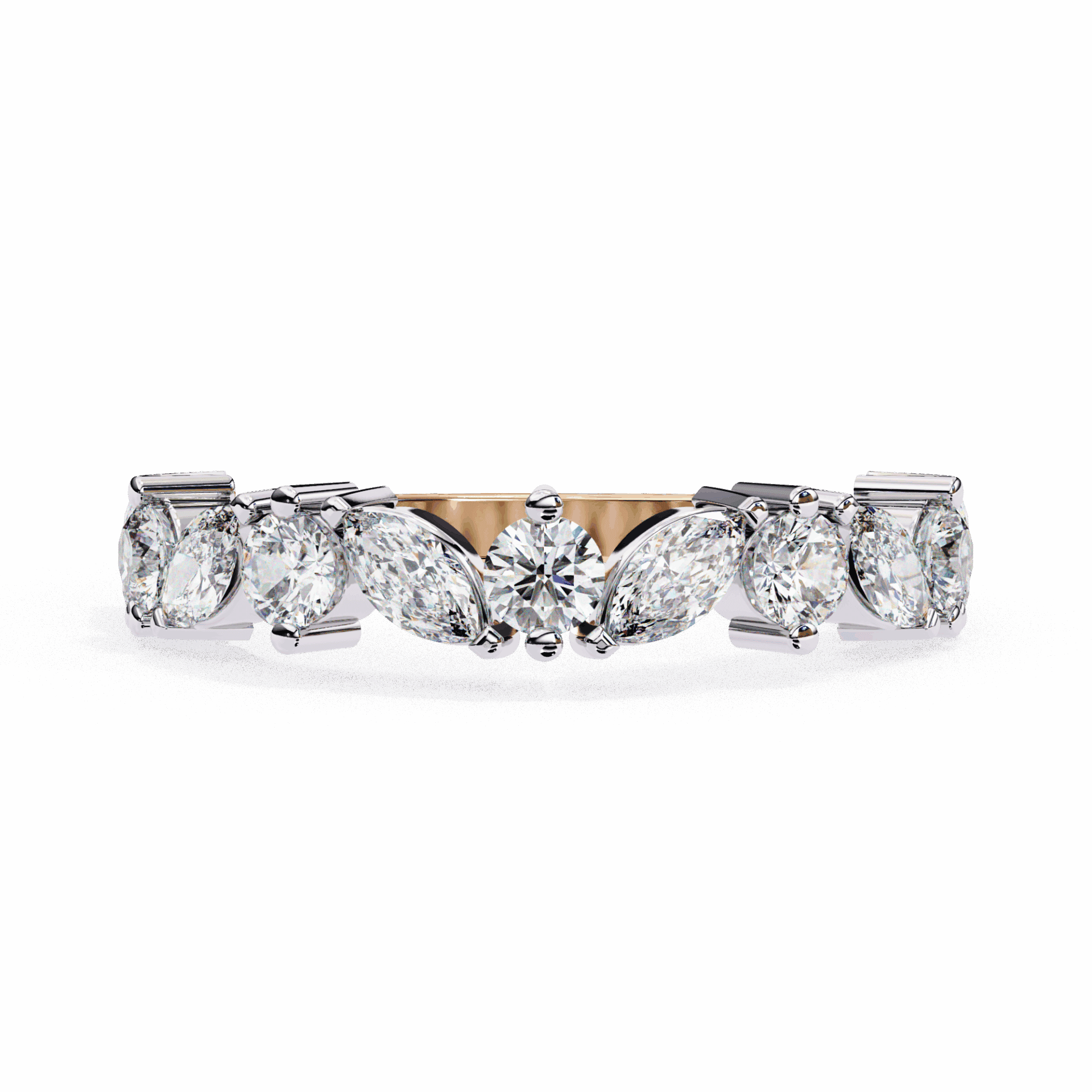 1 Carat Round and Marquise Twilight Band in Moissanite | House of Estara