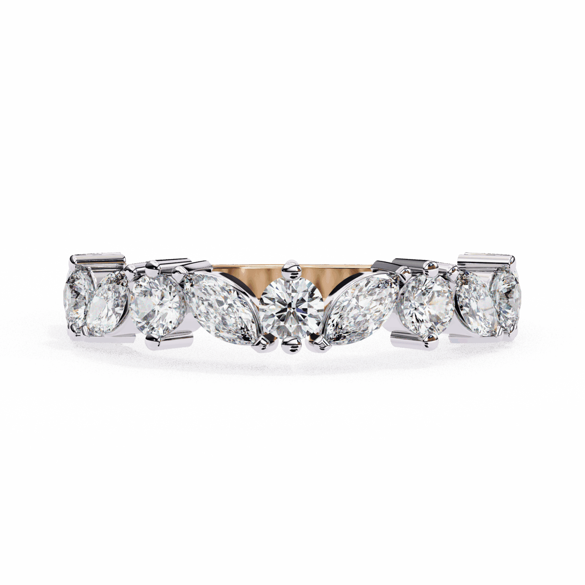 1 Carat Round and Marquise Twilight Band in Moissanite | House of Estara