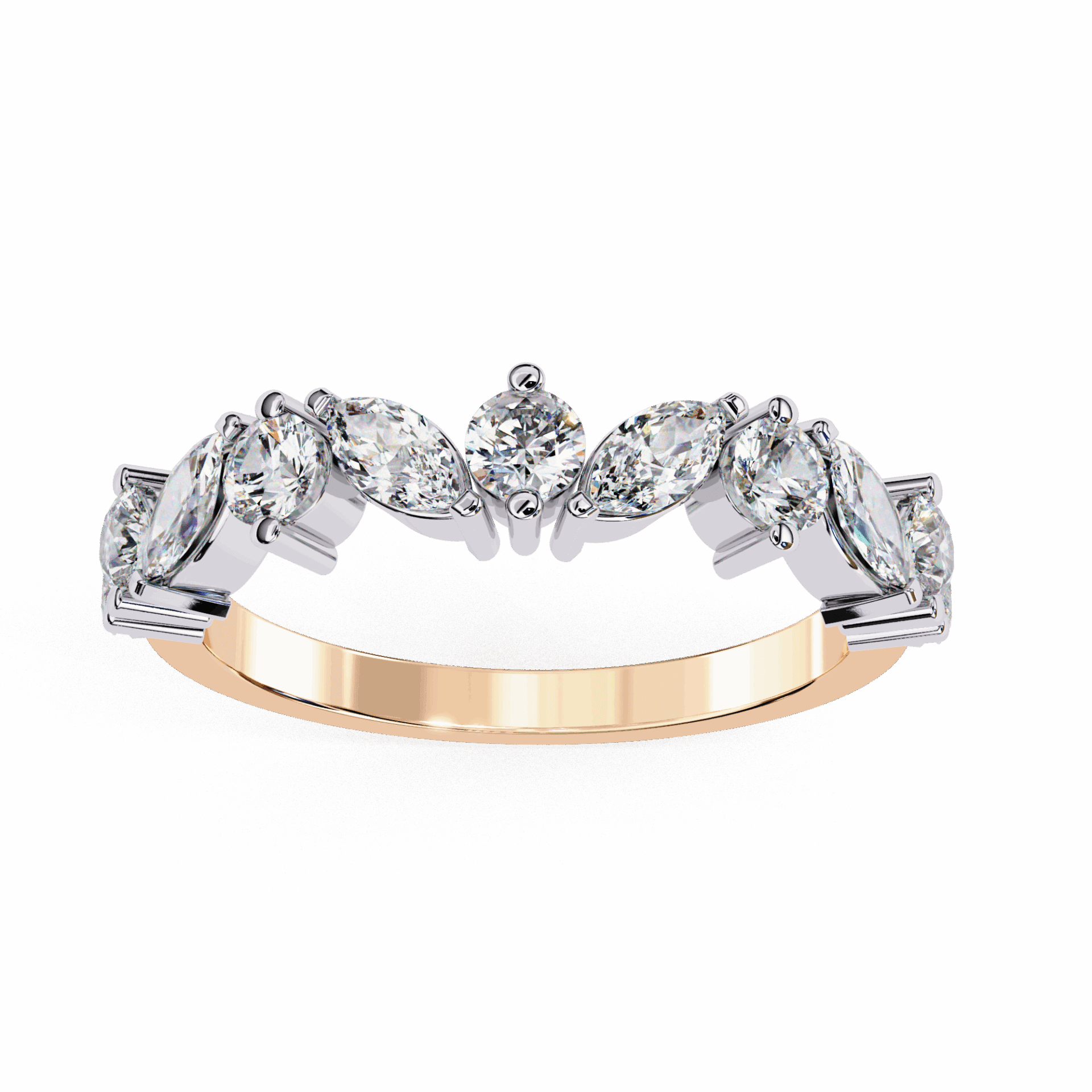 1 Carat Round and Marquise Twilight Band in Moissanite | House of Estara