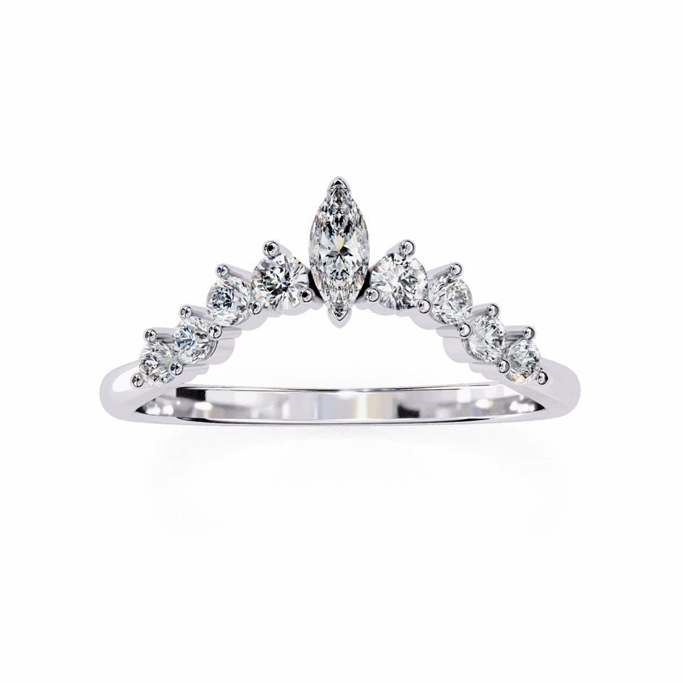 2 mm Marquise and Round Cut Curved Wedding Band