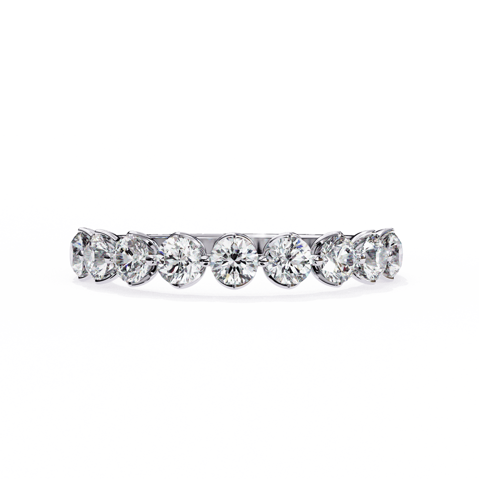 Round Cut Shared-Prong Half Eternity Band