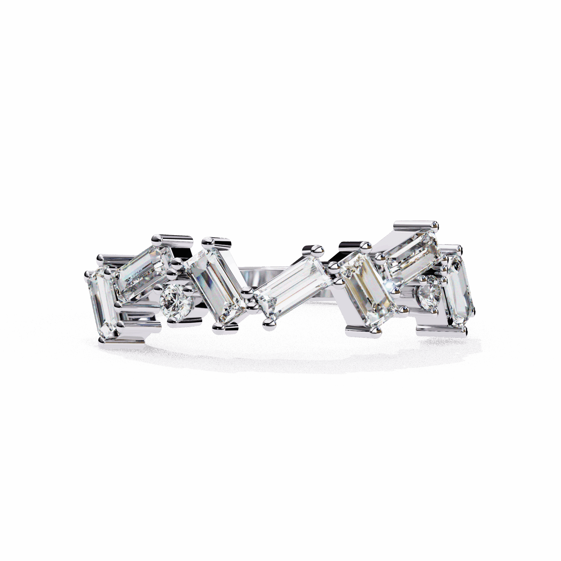 0.75 Carat Baguette and Round Twilight Band in Moissanite | House of Estara