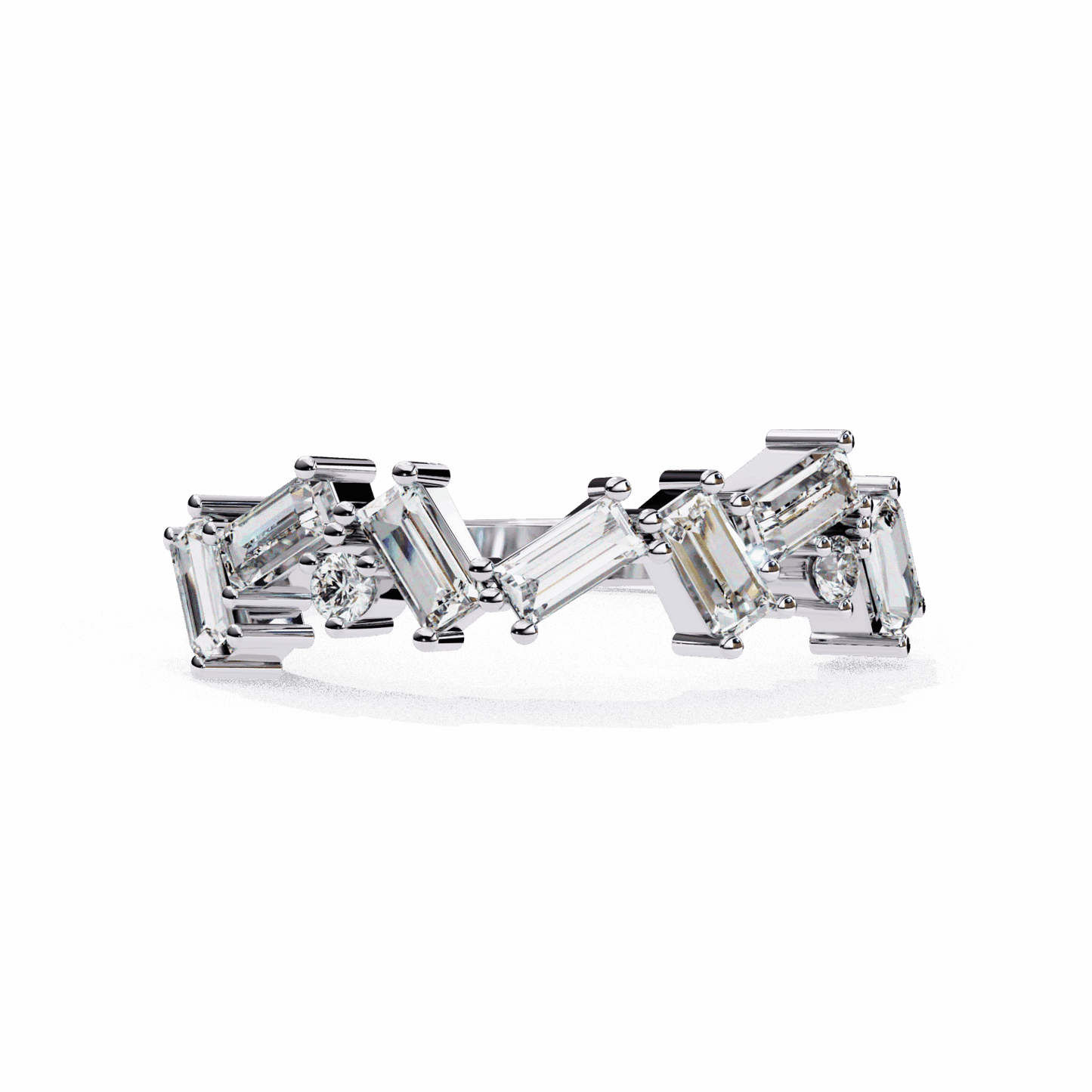 0.75 Carat Baguette and Round Twilight Band in Moissanite | House of Estara