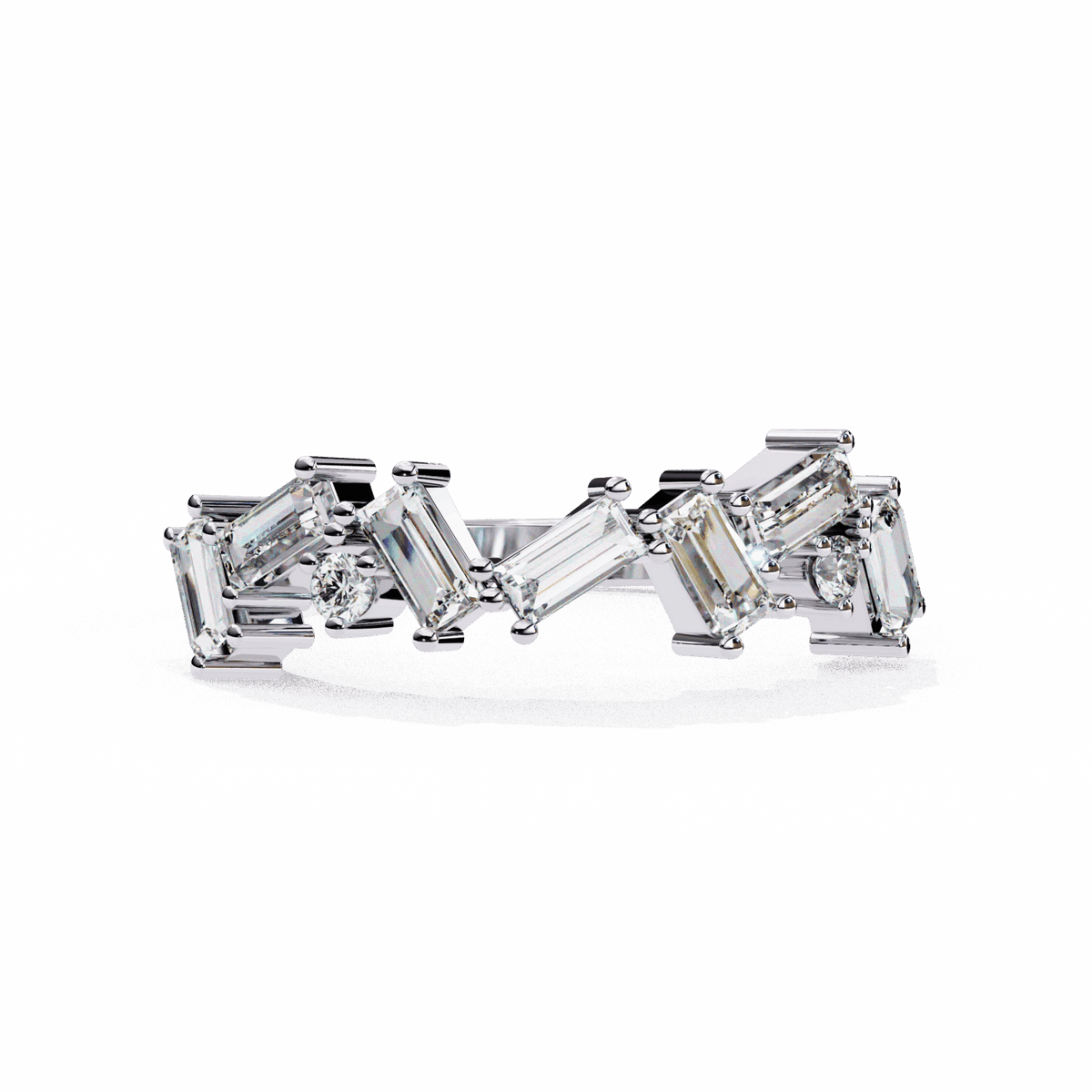 0.75 Carat Baguette and Round Twilight Band in Moissanite | House of Estara