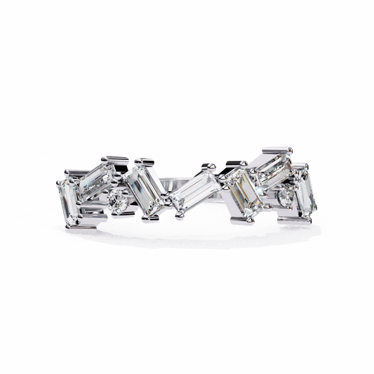 0.75 Carat Baguette and Round Twilight Band in Moissanite | House of Estara