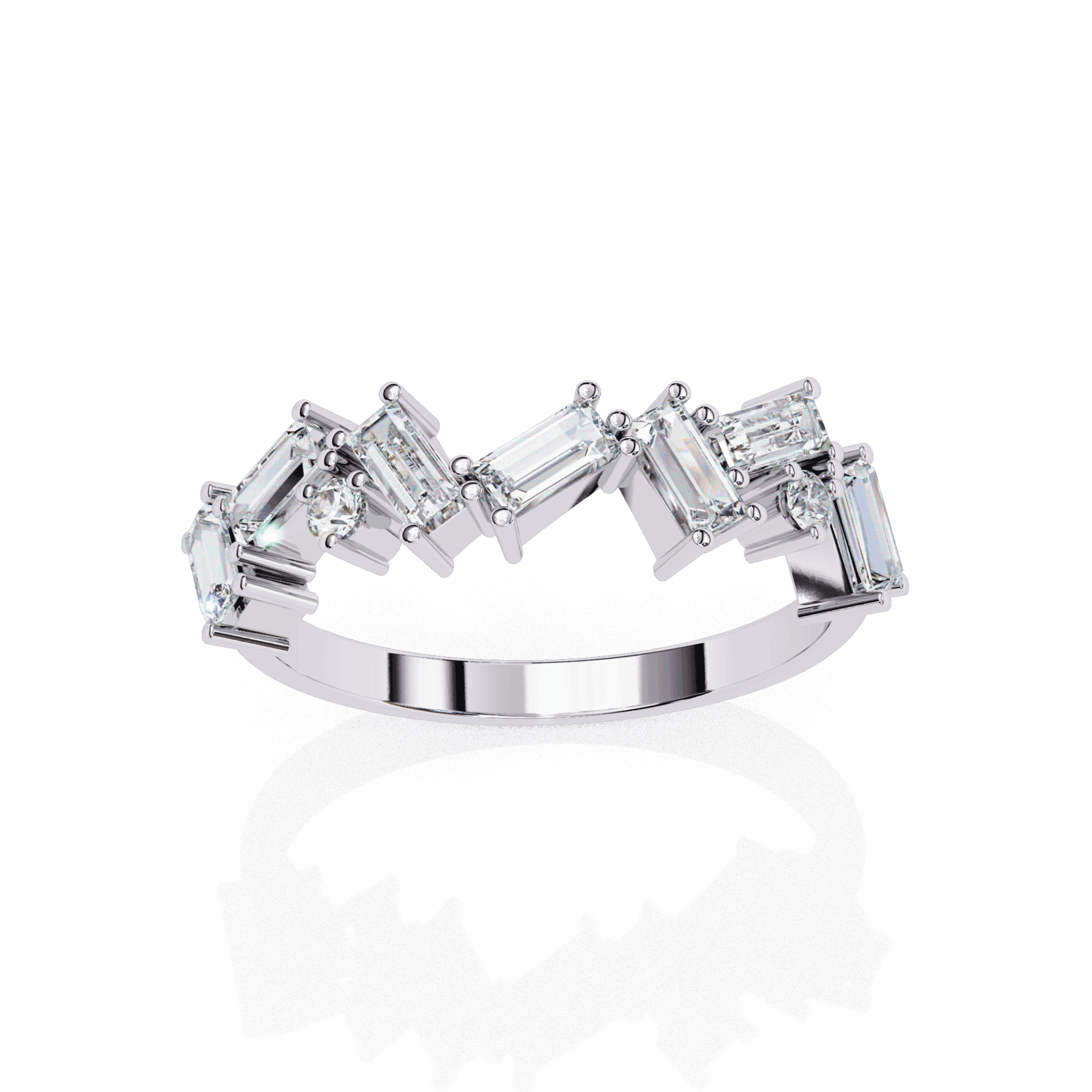 0.75 Carat Baguette and Round Twilight Band in Moissanite | House of Estara
