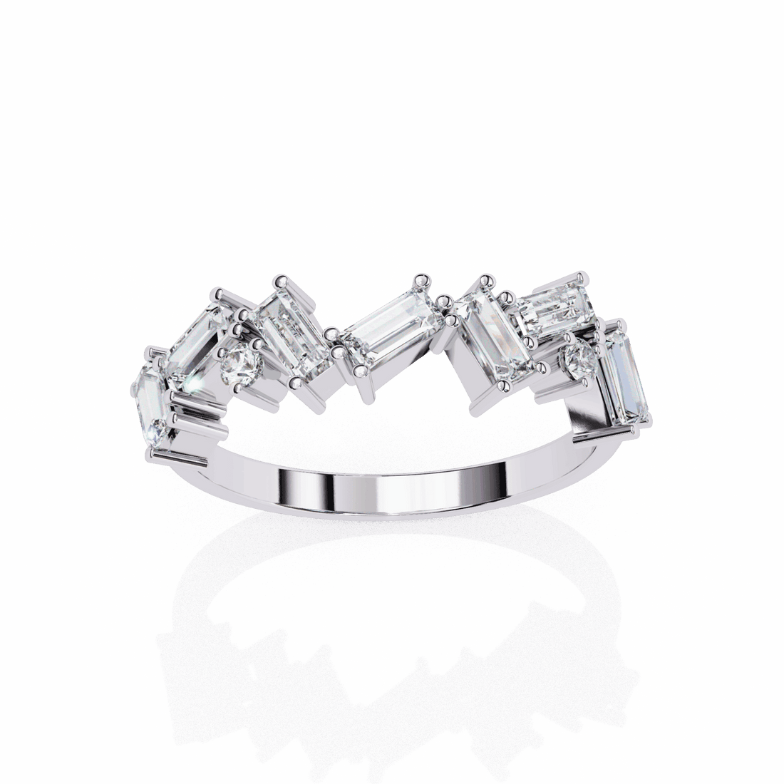 0.75 Carat Baguette and Round Twilight Band in Moissanite | House of Estara