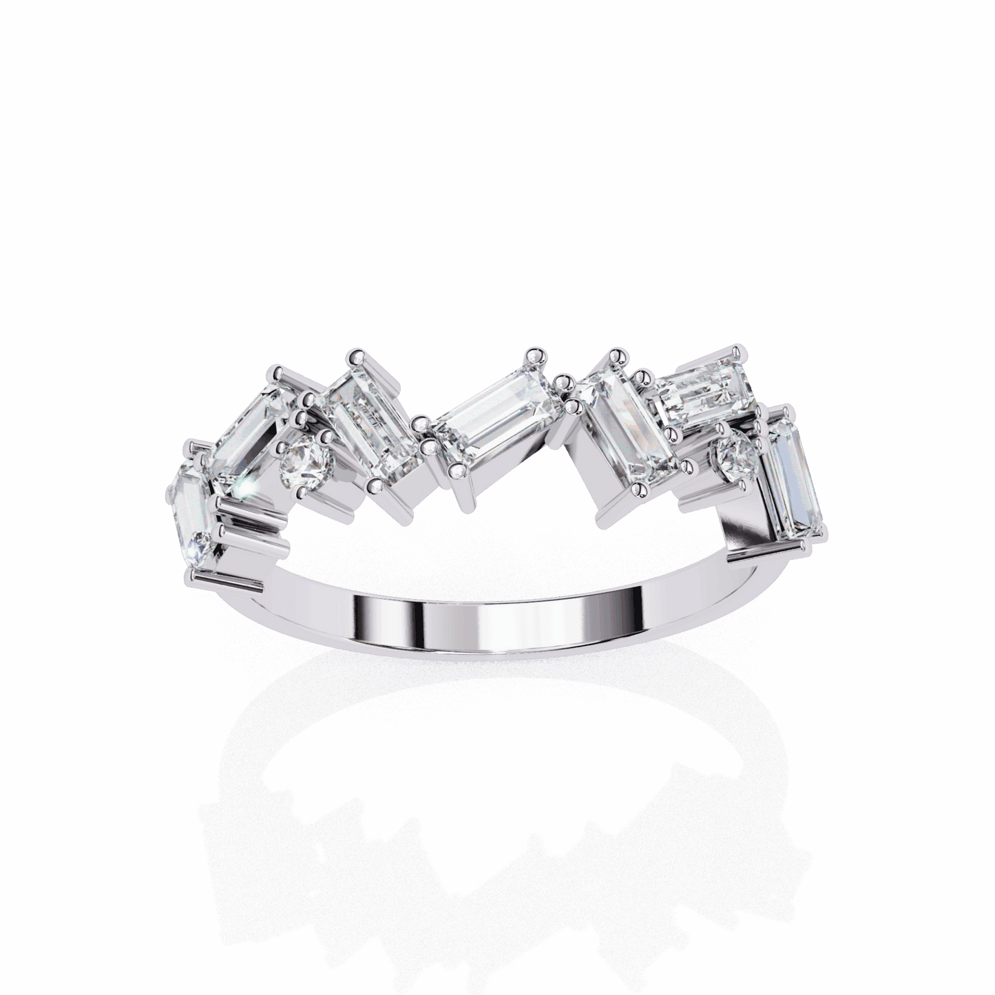 0.75 Carat Baguette and Round Twilight Band in Moissanite | House of Estara