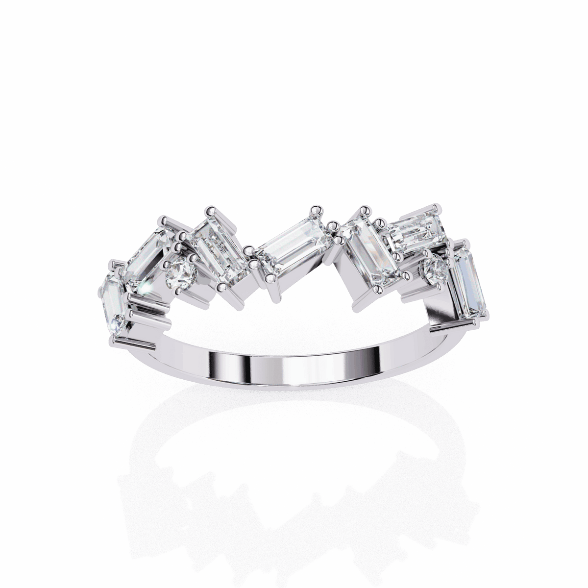 0.75 Carat Baguette and Round Twilight Band in Moissanite | House of Estara