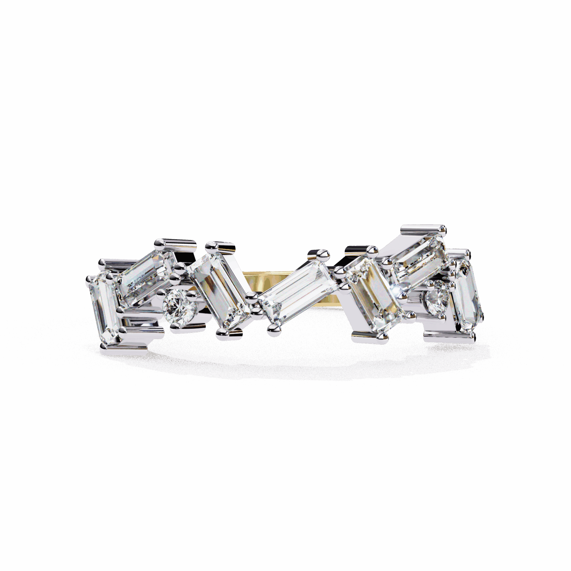 0.75 Carat Baguette and Round Twilight Band in Moissanite | House of Estara