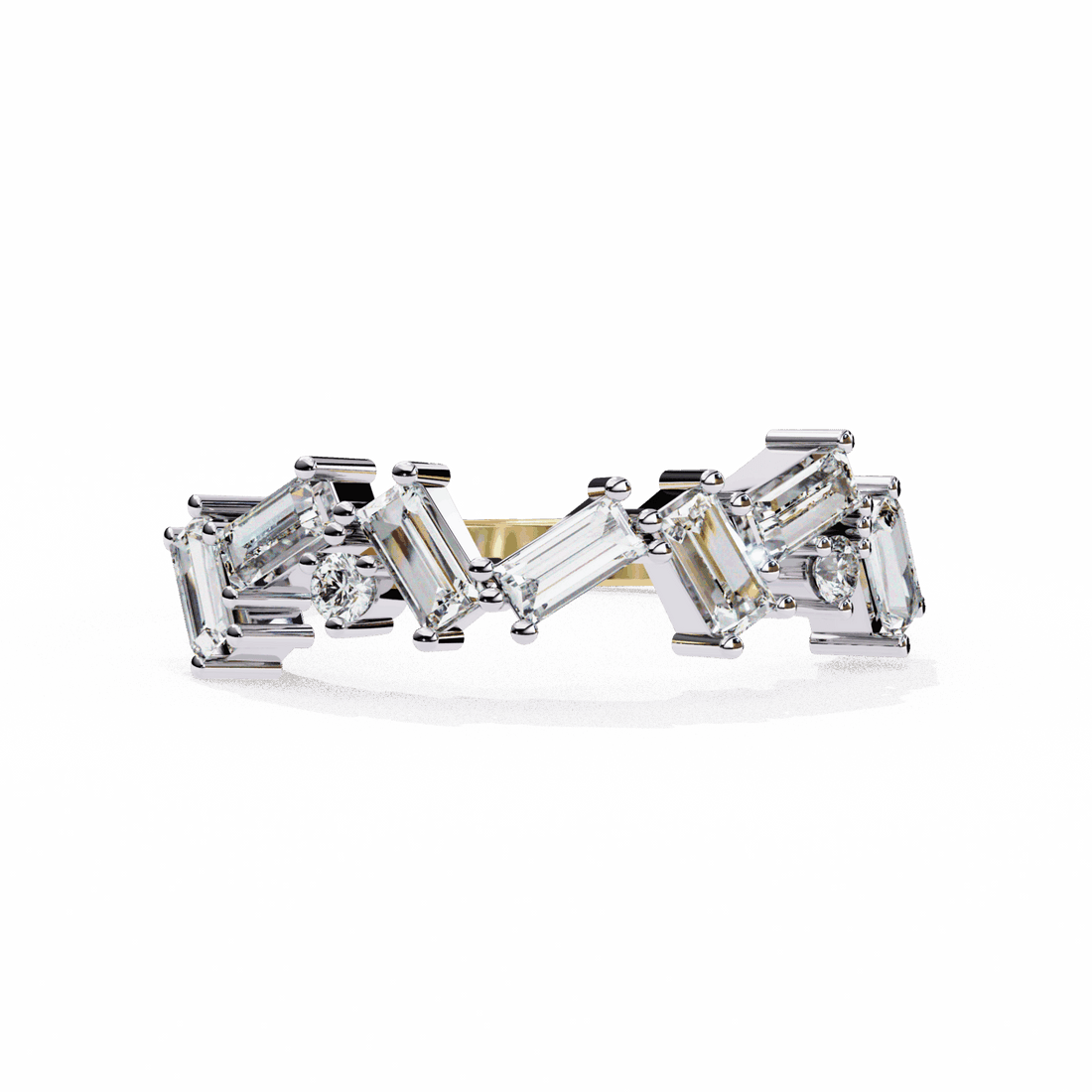 0.75 Carat Baguette and Round Twilight Band in Moissanite | House of Estara