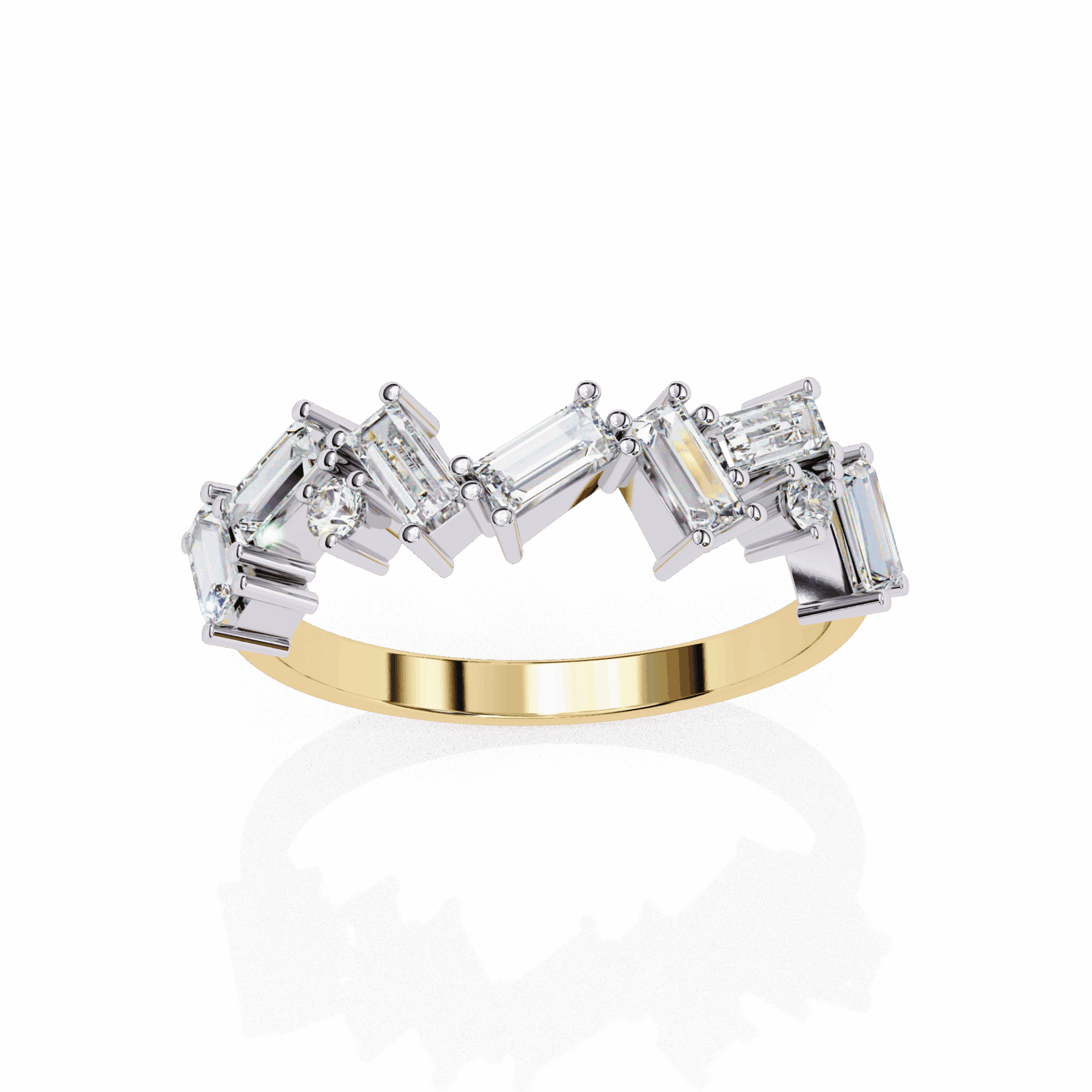 0.75 Carat Baguette and Round Twilight Band in Moissanite | House of Estara