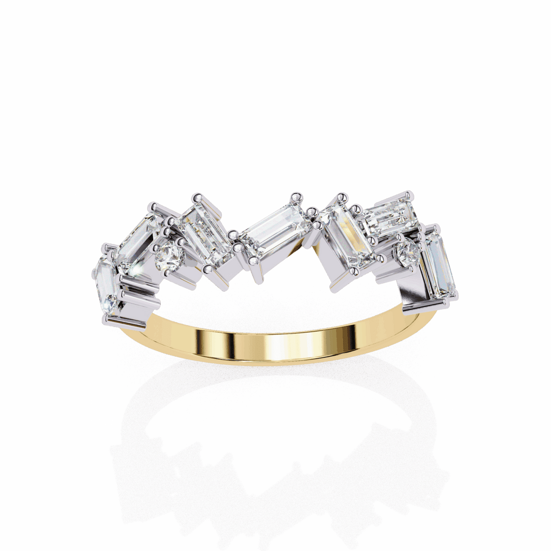 0.75 Carat Baguette and Round Twilight Band in Moissanite | House of Estara