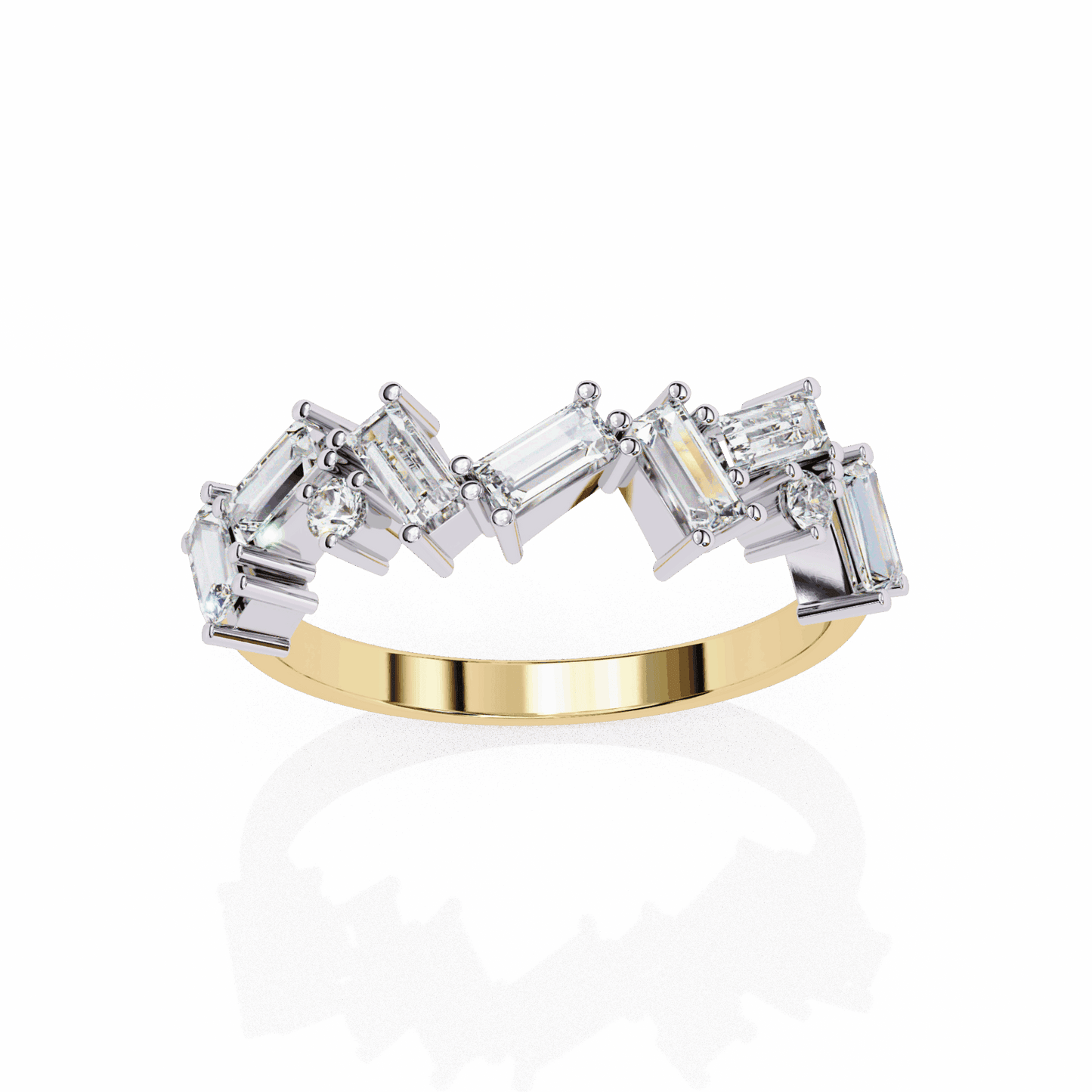 0.75 Carat Baguette and Round Twilight Band in Moissanite | House of Estara