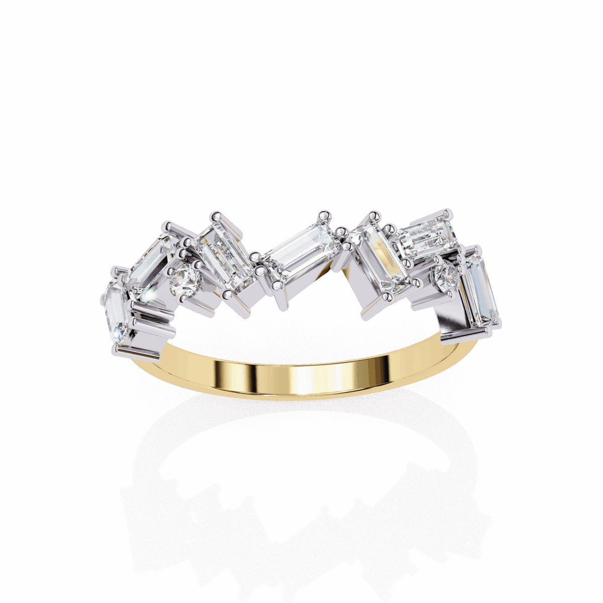 0.75 Carat Baguette and Round Twilight Band in Moissanite | House of Estara