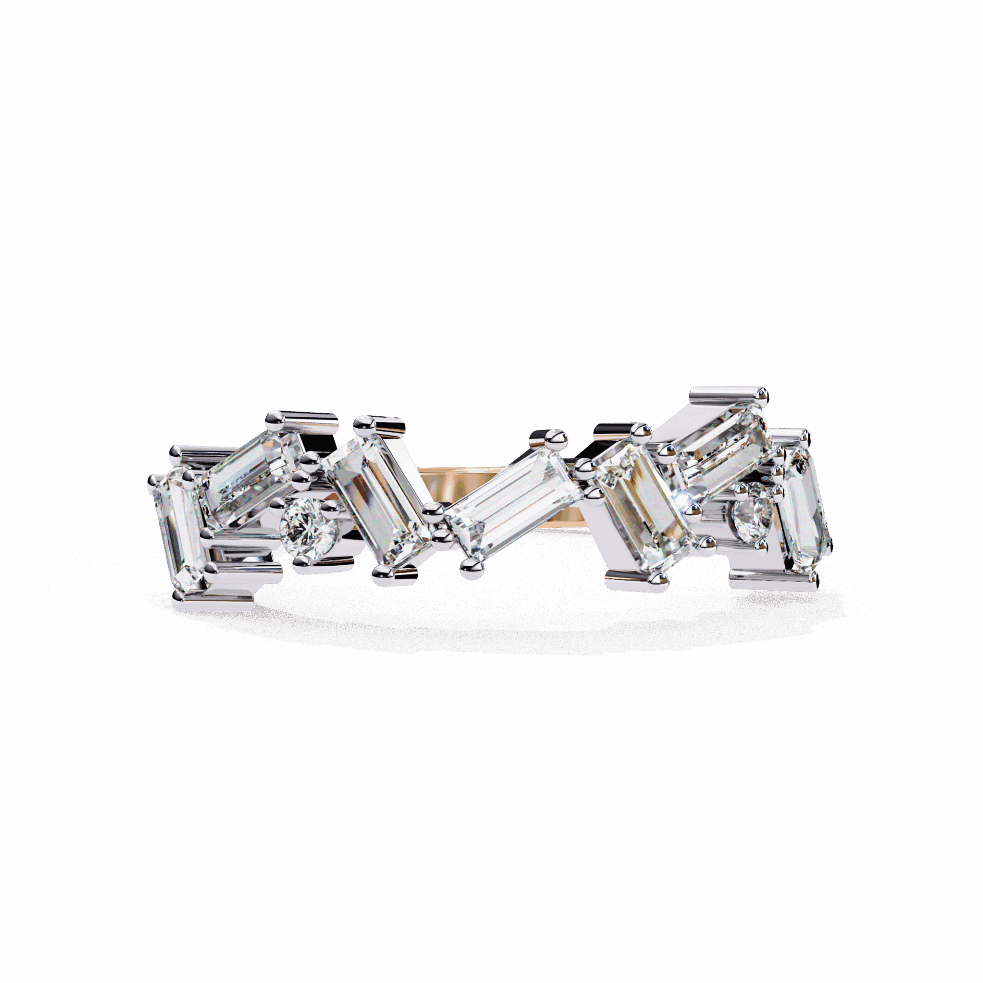 0.75 Carat Baguette and Round Twilight Band in Moissanite | House of Estara
