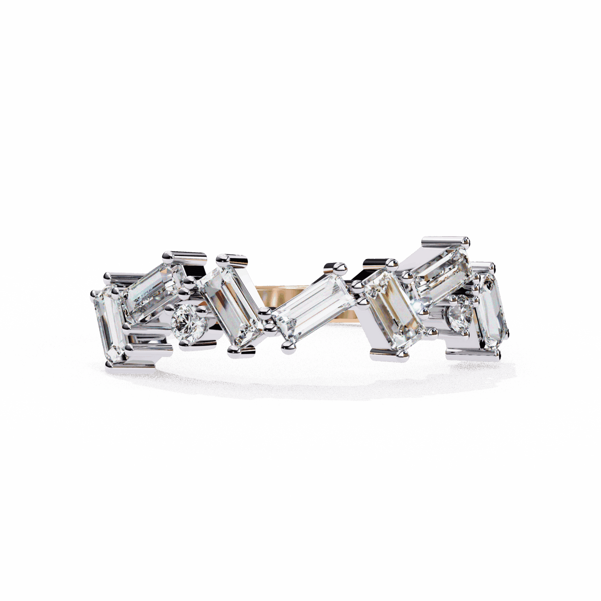 0.75 Carat Baguette and Round Twilight Band in Moissanite | House of Estara