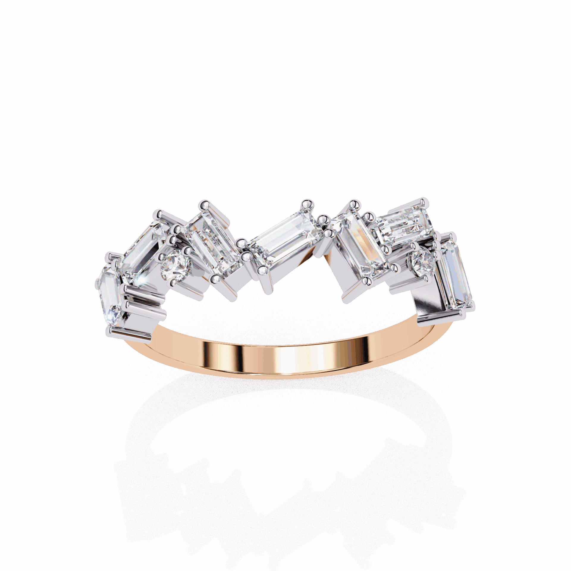 0.75 Carat Baguette and Round Twilight Band in Moissanite | House of Estara