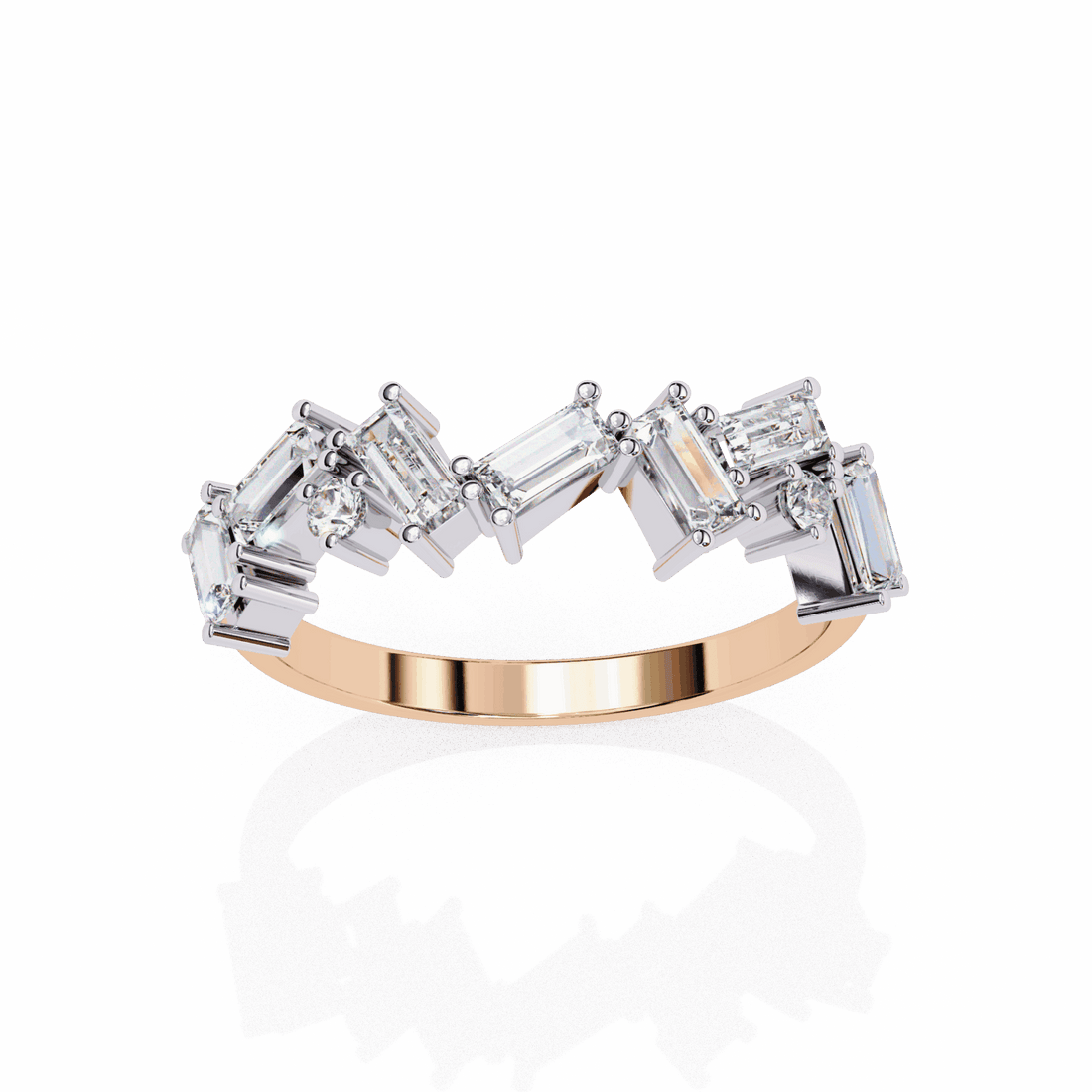 0.75 Carat Baguette and Round Twilight Band in Moissanite | House of Estara