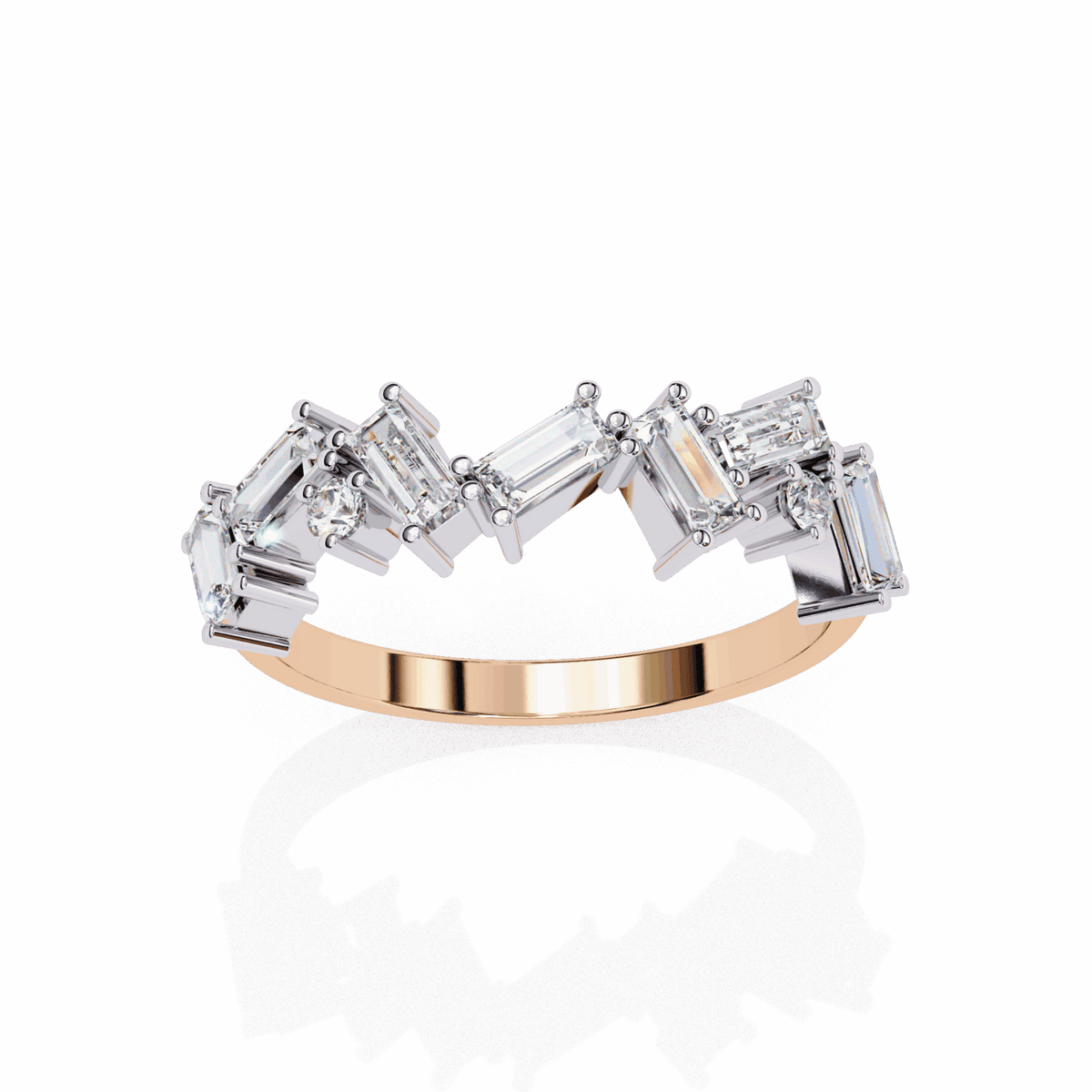 0.75 Carat Baguette and Round Twilight Band in Moissanite | House of Estara