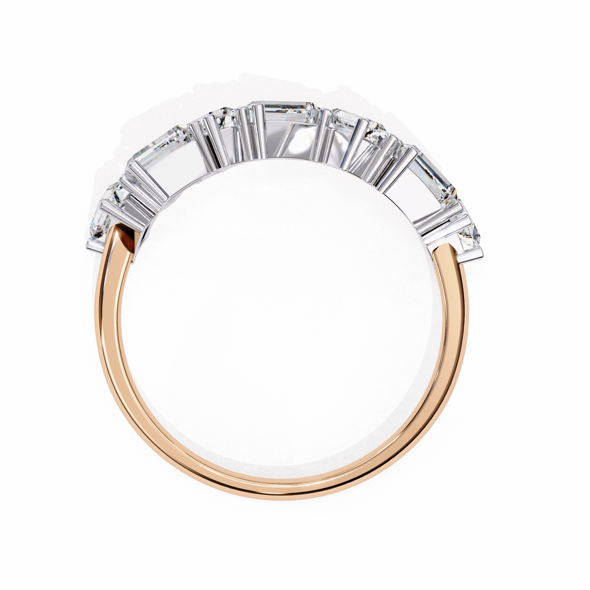 0.75 Carat Baguette and Round Twilight Band in Moissanite | House of Estara