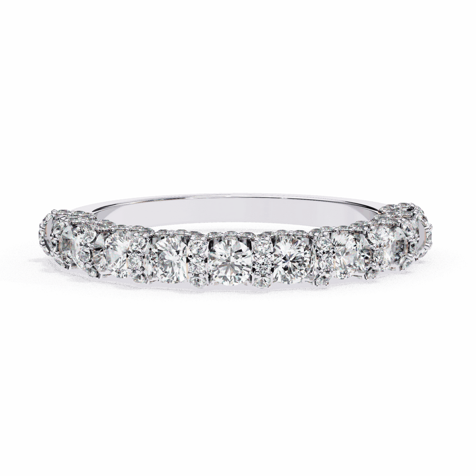 Round Cut Halo Half Eternity Band