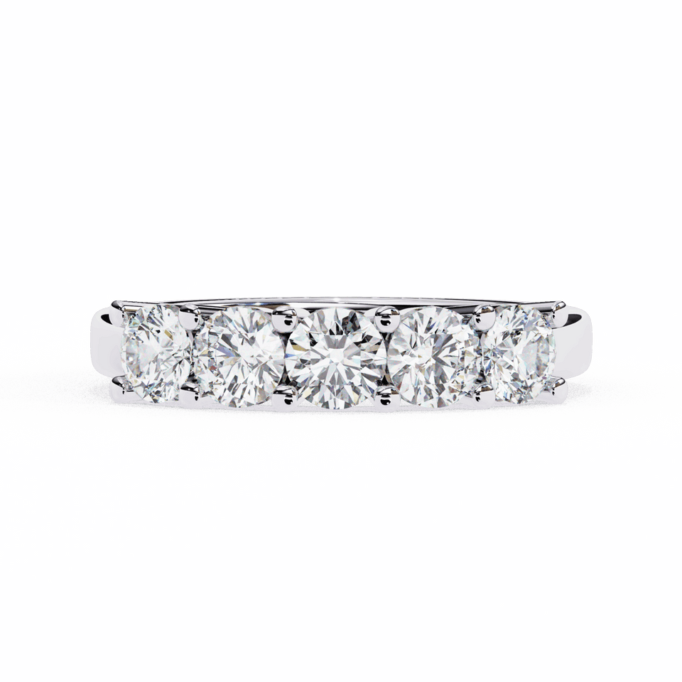 4 mm Round Cut Five-Stone Wedding Band