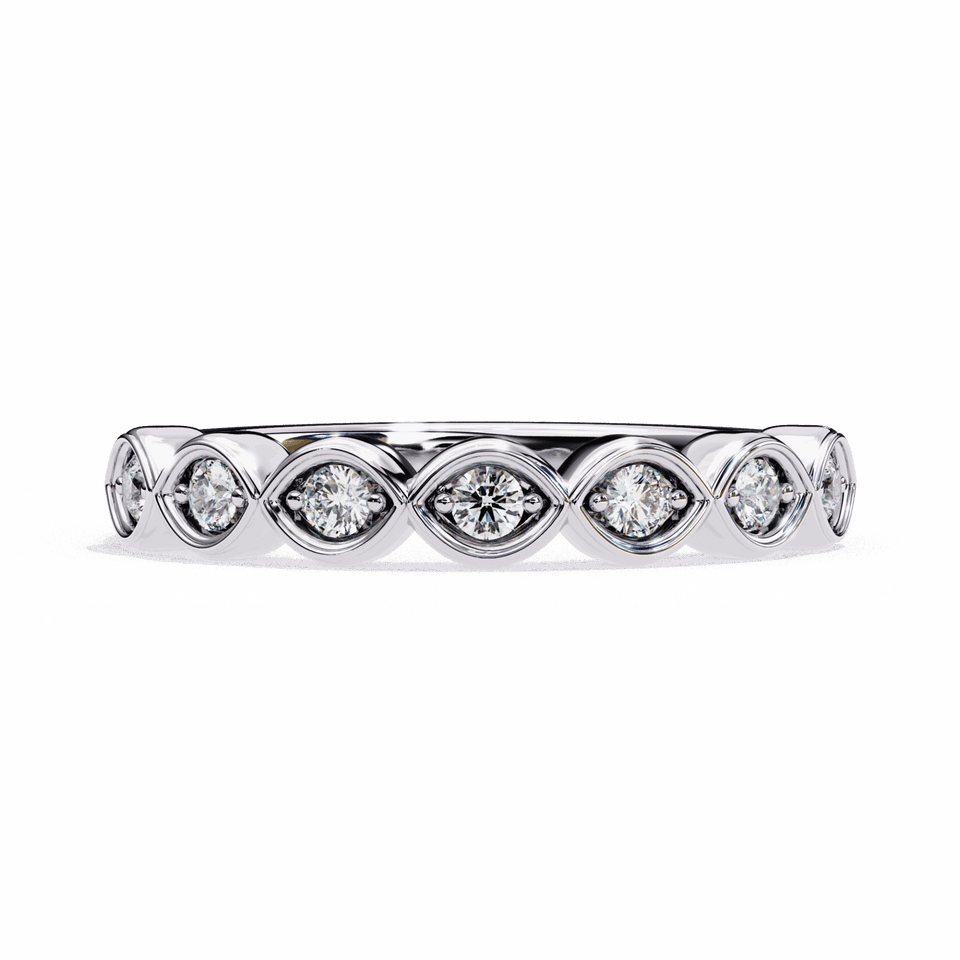 3.3 mm Round Cut Bezel Link Wedding Band